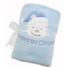 Personalised Baby Boy 1st Christmas Bear Applique Blanket